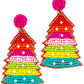 Multicolored Christmas Tree Earrings