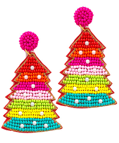 Multicolored Christmas Tree Earrings