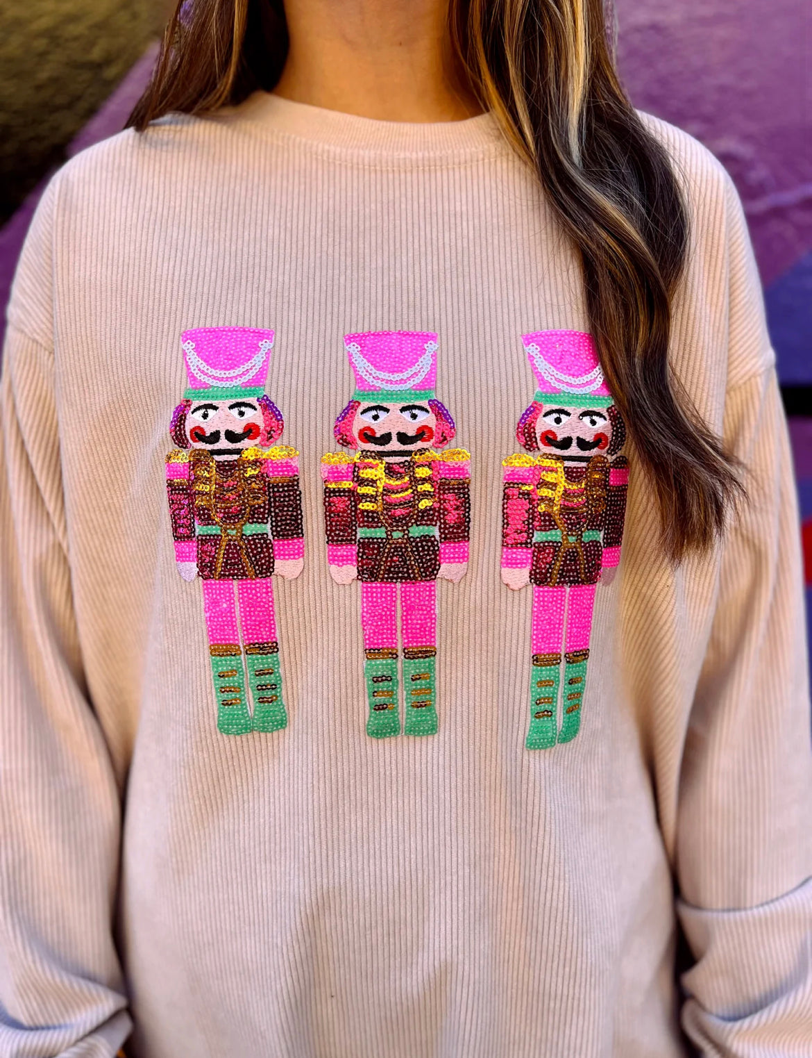 Sequin Nutcracker Corded Crew