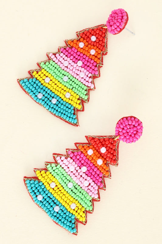 Multicolored Christmas Tree Earrings