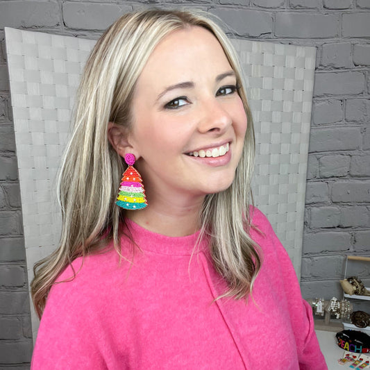 Multicolored Christmas Tree Earrings