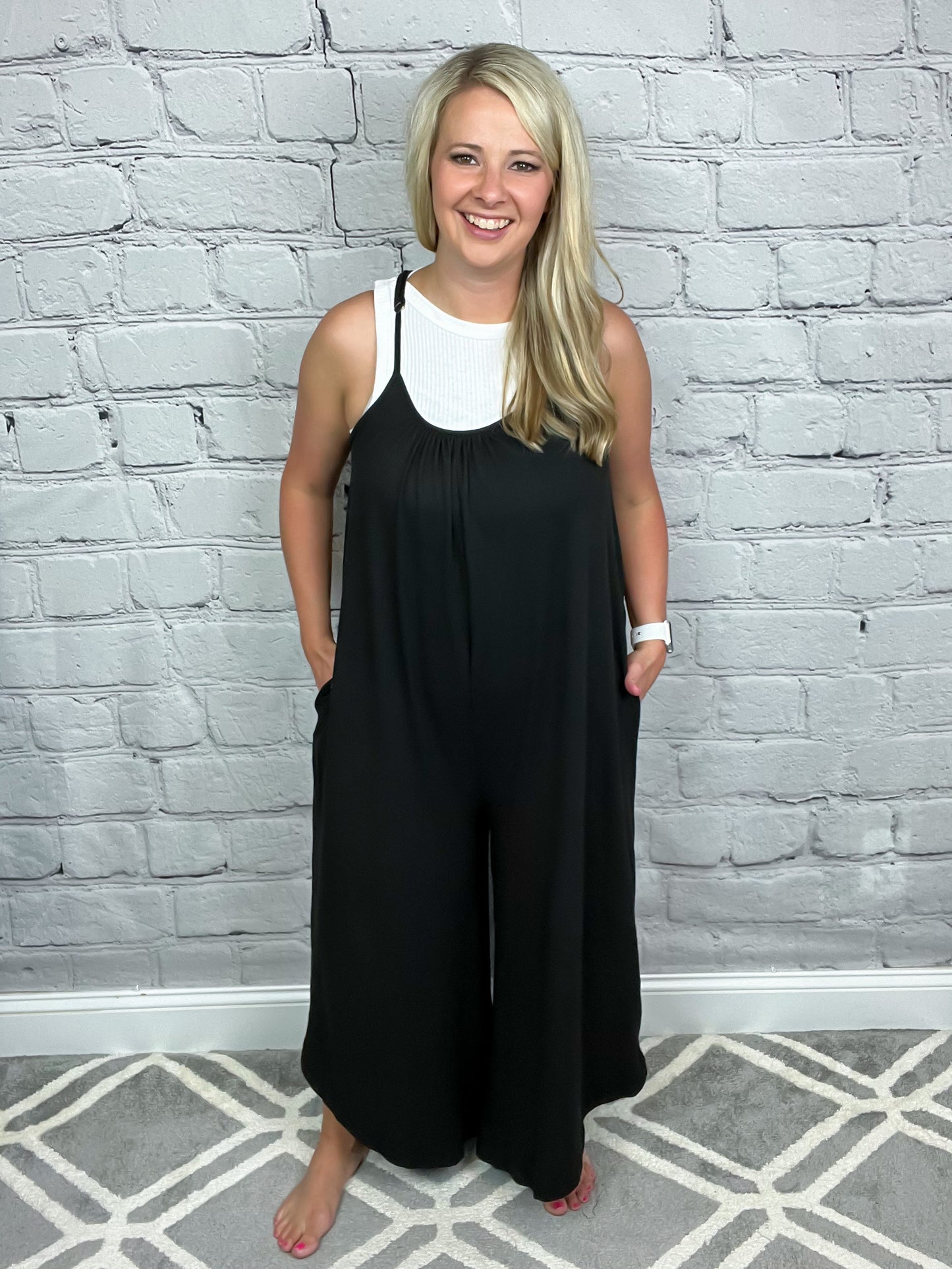 Lindsay Romper in Black