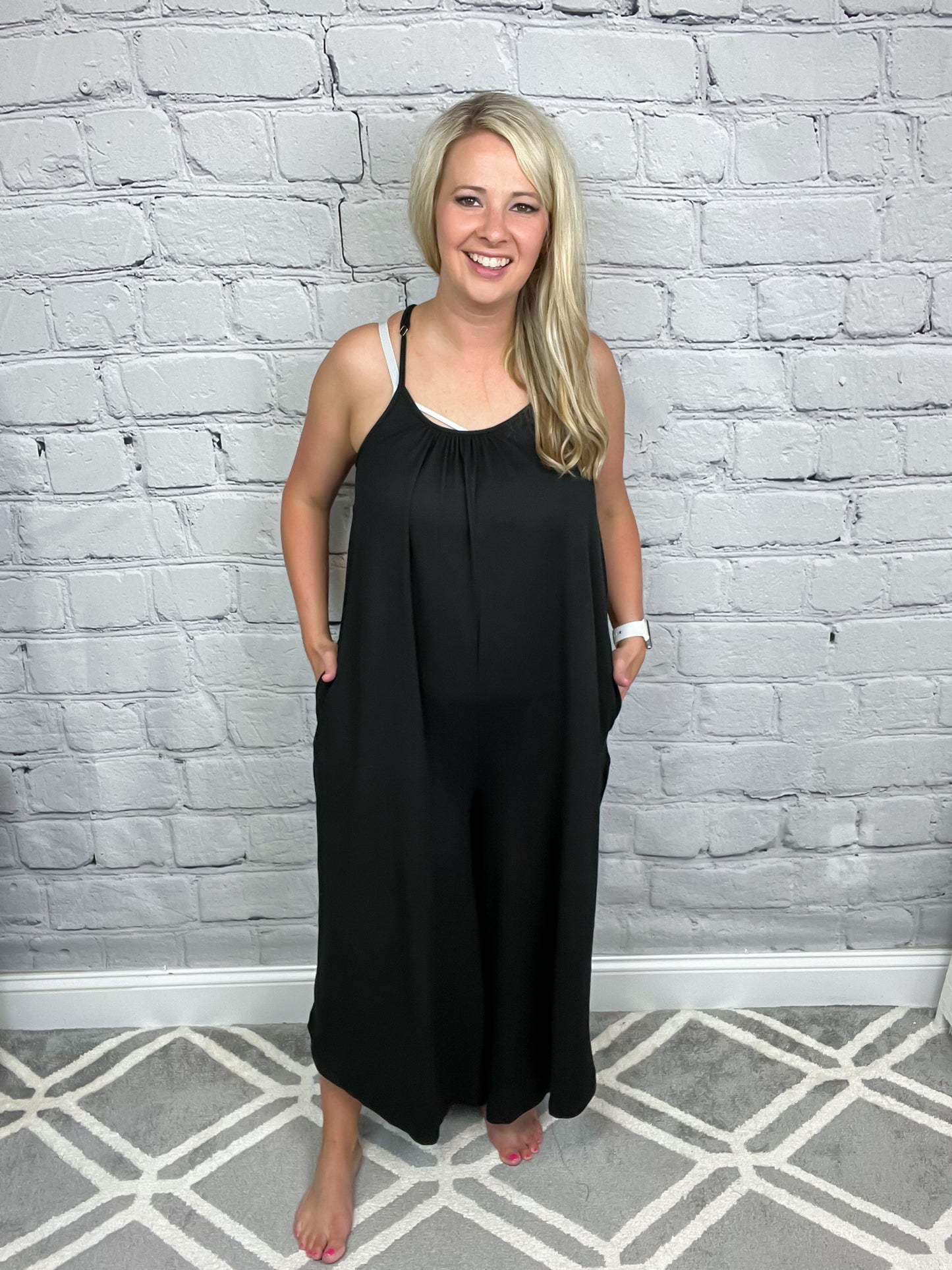 Lindsay Romper in Black